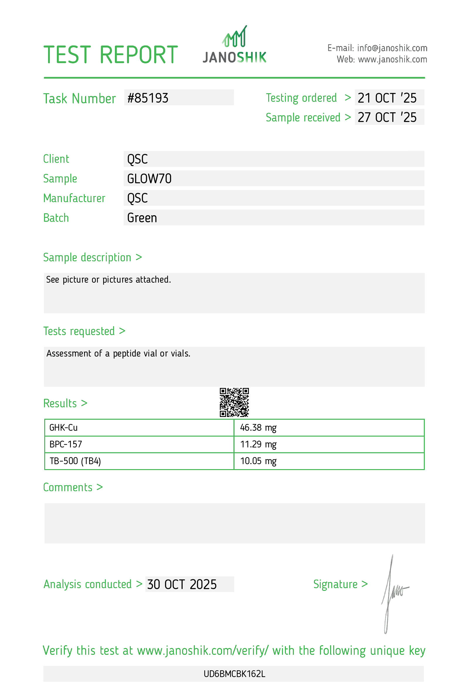 qsc glow70 Test Report #85193 copy