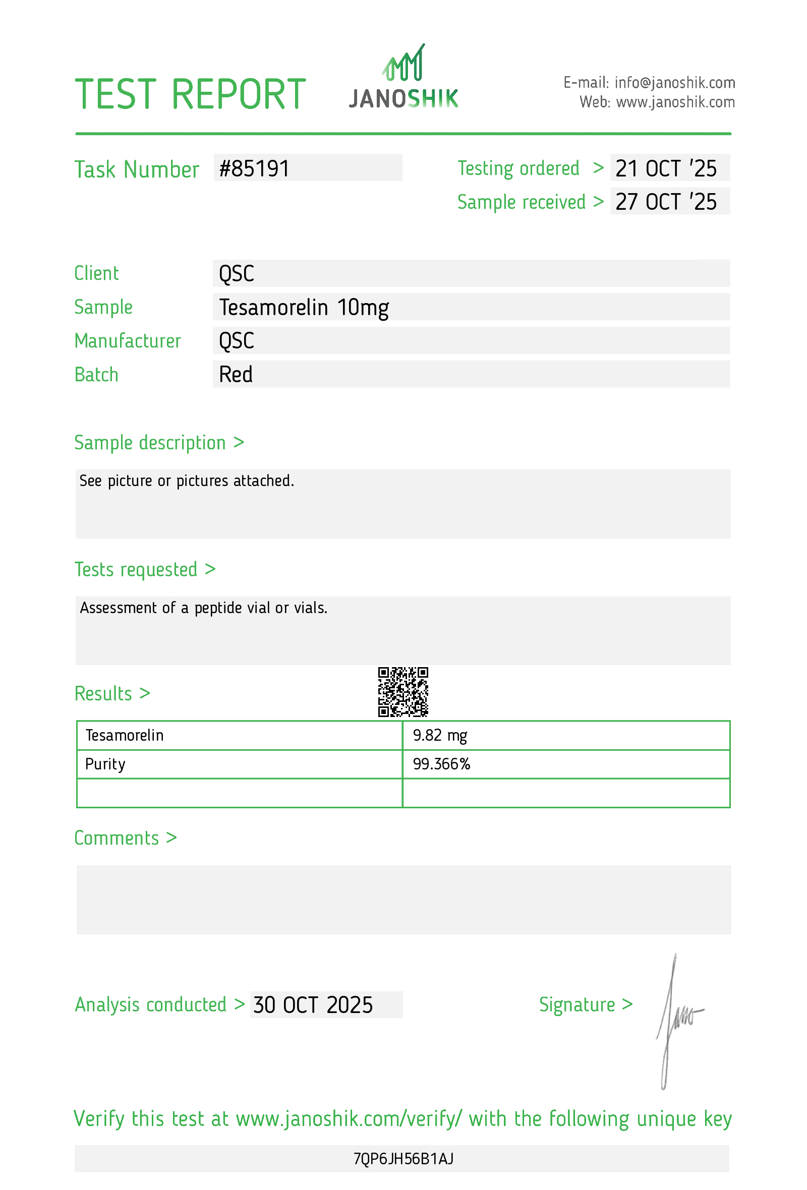 qsc tesa 10mg Test Report #85191 copy