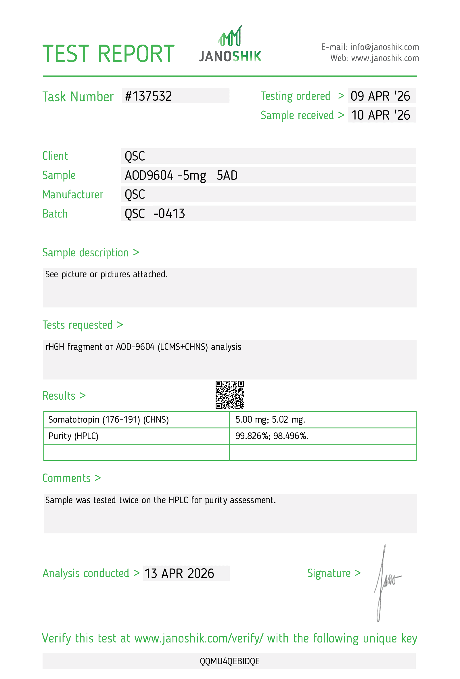 QSC COA Report