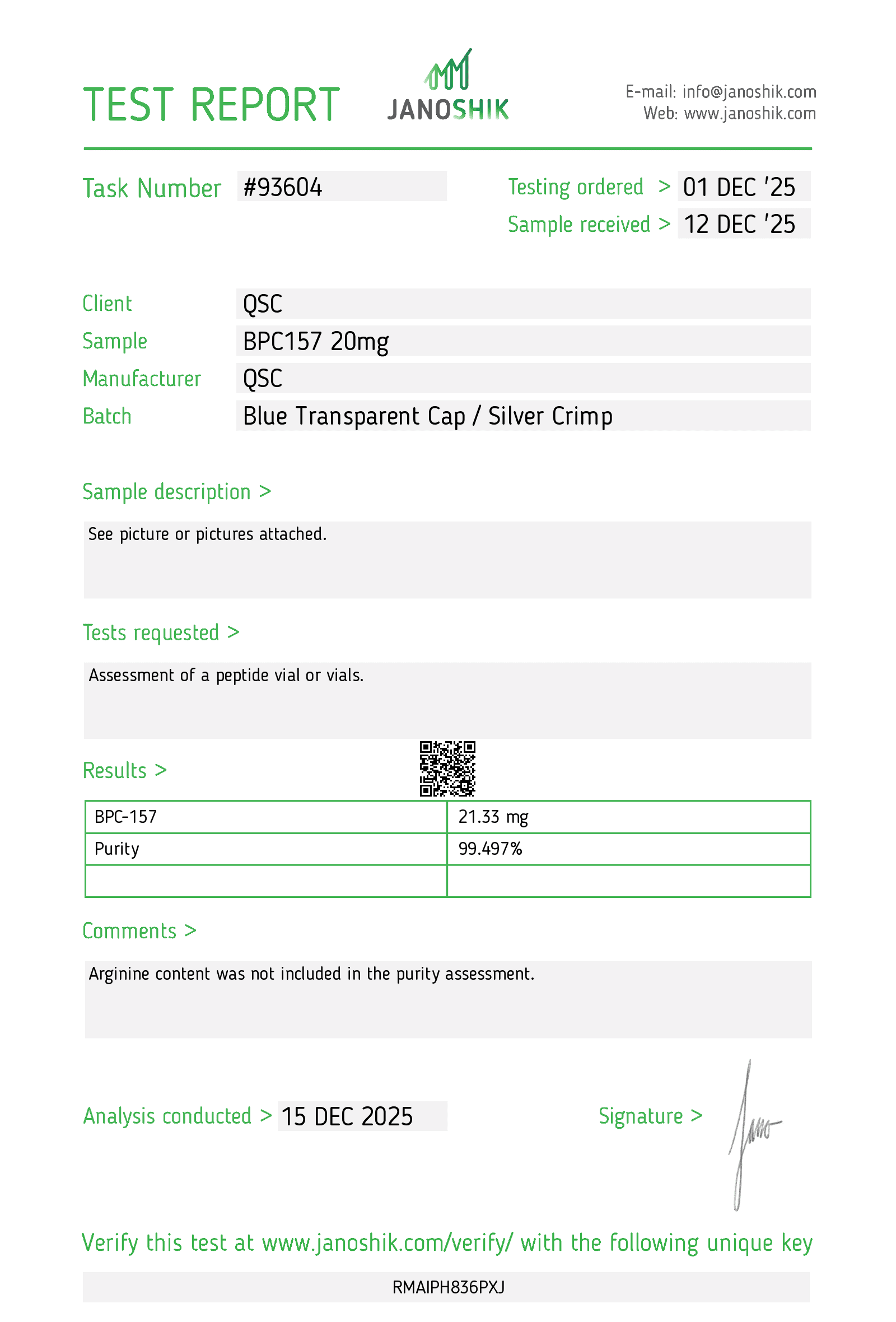 QSC COA Report